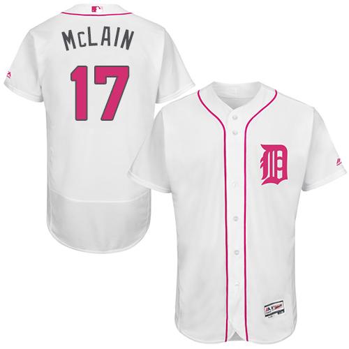 Tigers #17 Denny McLain White Flexbase Authentic Collection Mother's Day Stitched MLB Jersey